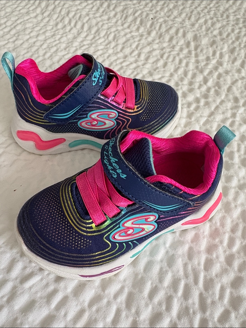 Skechers Navy and Hot Pink Light-Up Kids' Sneakers